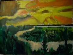 Sunset Over the Veranda Landscape 18 x 24 acrylic on canvas by  Jeff Ewing