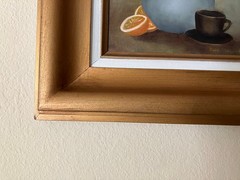 VTG MCM Wide Wood Picture Frame w/ Refurbished Liner & 1980’S 8 x 10 Painting