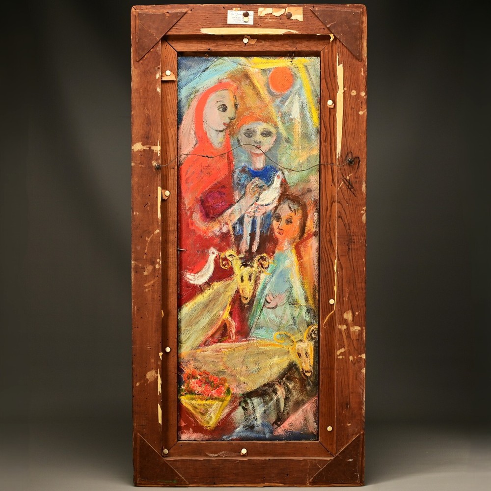 MARC CHAGALL Attributed Original Vintage WPA Double Sided Portrait Oil Painting
