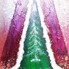 Christmas Angel with Elegant Dress Original Painting Art Rain Crow
