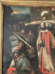 Balkan war scene, Antique oil painting, 19th, Romanticism