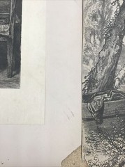 lot of four antique paintings etchings William Merritt Chase and others AS IS