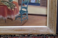 Oil Painting on Canvas American Domestic Genre Homef „Cozy Corner“ Framed