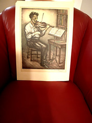 lithograph „MUSICIAN“ hand signed Saul Rabino listed artist 1930s‘ 40’s