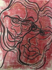 Corbellic Abstract Cubism Portrait Urban Paper Art Original 17″ H X 12″ L