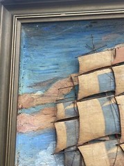 TACKABERRY ANTIQUE DIORAMA NAUTICAL PAINTING SCULPTURE WOOD CARVING SEATTLE OLD