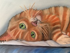Original oil painting 11 x 14 inches beautiful colorful orange tabby cat
