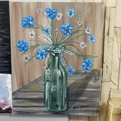 Original Acrylic Painting on canvas 16”x 20” 2026 “ Flower White Blue