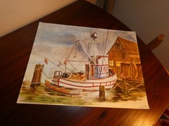 Tugboat Original Watercolor Signed Maxine ’81