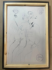 PABLO PICASSO drawing framed on sealed and signed wood