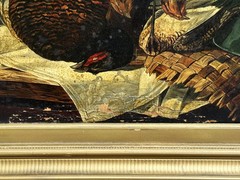 ANTQ British School Still Life With Game Birds O/C Signed M. E. Wood, Dated 1889
