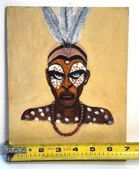 African Tribal Warrior Painted By Local Washington DC Area Artist On Canvas