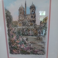 Vintage Watercolor Signed 8/49 Painting Gold Tone Frame I Excellent Condition
