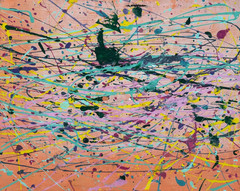DRIP AND SPLATTER ABSTRACT PAINTING SIGNED HAYDEN BRANKER GALLERY WRAPPED CANVAS