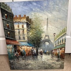 Vintage Impressionist Paris Street Scene – Original Impasto Oil Painting