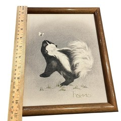 Peggy Harris Skunk Painting Original Signed 1987