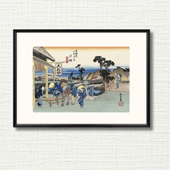 Utagawa Hiroshige Ukiyo-e Woodblock Print | Framed Japan | 東海道五拾三次 戸塚 元町別道