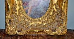 Vintage Cherub Painting in an ornate Baroque-style frame 18.5″X16.5″ – signed