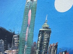 Hong Kong Harbor Original Vivid Color Acrylic on Canvas Painting
