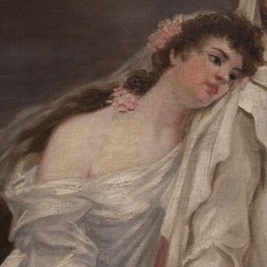 Oil painting on canvas neoclassical women allegory faith hope charity 19th cent