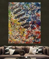 Jackson Pollock Style Giant Canvas Painting 81”X62” (6 Foot 9 inch) Abstract XXL