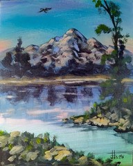 JOHN ART STUDIO Majestic Mountain 14×11 Original Expressionism Art 0020