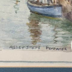 Vintage Watercolor Painting of Abbey Steps in Penzance by Thomas Herbert Victor