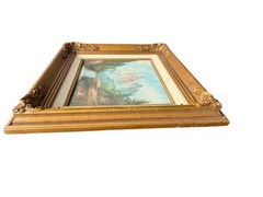 Vintage Oil Painting Mountain Landscape 7.5×9.5 Framed