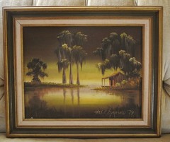 Vintage 1979 Chas R Handford Framed Louisiana Bayou Oil on Canvas Painting #9379