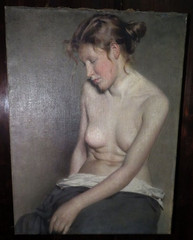 Masterful Painting Nude of a Woman Verso by a Great Impressionist Circa 1900