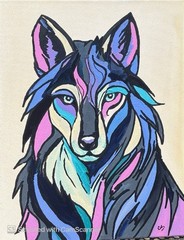 Bold Colorful Wolf Portrait Original Acrylic Painting 11×14 Signed Canvas Art