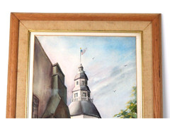 Vintage Annapolis State House Watercolor Signed Michelle Lemay Flesher