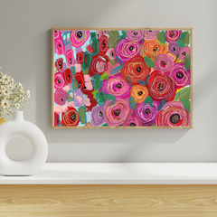 Original Print of OOAK Painting Mixed Media Wild Roses Abstract Flowers