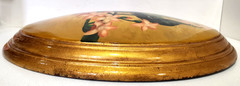 Vintage Oval Picture of a Peacock & Flowers, Convex Wall Art, 18.5″ x 15″