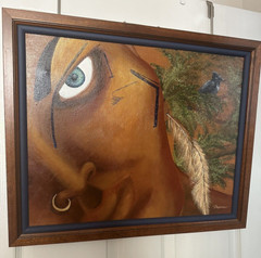 Signed Painting, Exotic Beautiful Woman, Bluebird Pro Framing 22.5″×19.5″