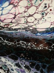 Abstract Acrylic fluid Art Painting 12×12 stretched canvas wood frame wall art