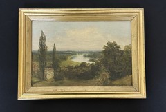 J. Lewis SIGNED Oil on Canvas British Riverscape Countryside ENGLISH ARTIST