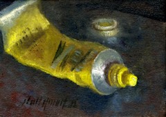 Cadmium Yellow Oil Paint Tube 5 x7 in. Original Oil on canvas HALL GROAT II