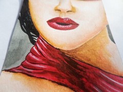 Original ACEO Art Card WOMAN Painting Miniature Ooak Acrylic sri lanka A078