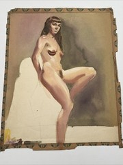 Antique Painting Pretty Woman Women Female Model Mystery Illustration 1930’s LOT