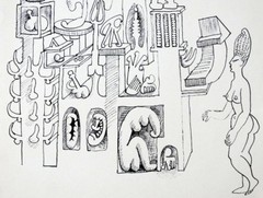 1960’s Vintage ABSTRACT SURREALIST Ink Drawing MID-CENTURY MODERN Moore EAMES