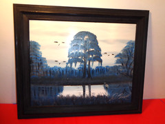 Al Black (Original Florida Highwaymen) Signed Trees Over Canal Oil on Masonite