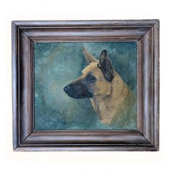 1940 C Fred Sitzler (1905-1990) German Shepherd Oil Painting Portrait