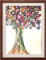 Abstract Tree Impressionist Original Wall Art 14X11 Paper Acrylic