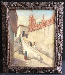 Rare Oil on Canvas Jesus Morales Aguilar 1904-1944(?) Mexican Listed