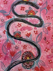 Little Floral Mandala Vine Pink Flower Painting By Deana Moodyvirgo