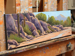 Jeff Love Original Oil Painting Arizona Catalina Mountains Tucson Saguaro Cactus