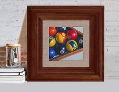 DANFORTH Behind the 8 Ball, 6×6 still life original realism oil painting, pool