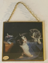 Julius Anton Adam Three Kittens 5″ x 5″ Double Sided Replica Art with Frame