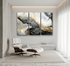 Large Abstract Canvas Painting, Black and Gold Canvas wall art, Framed, Signed